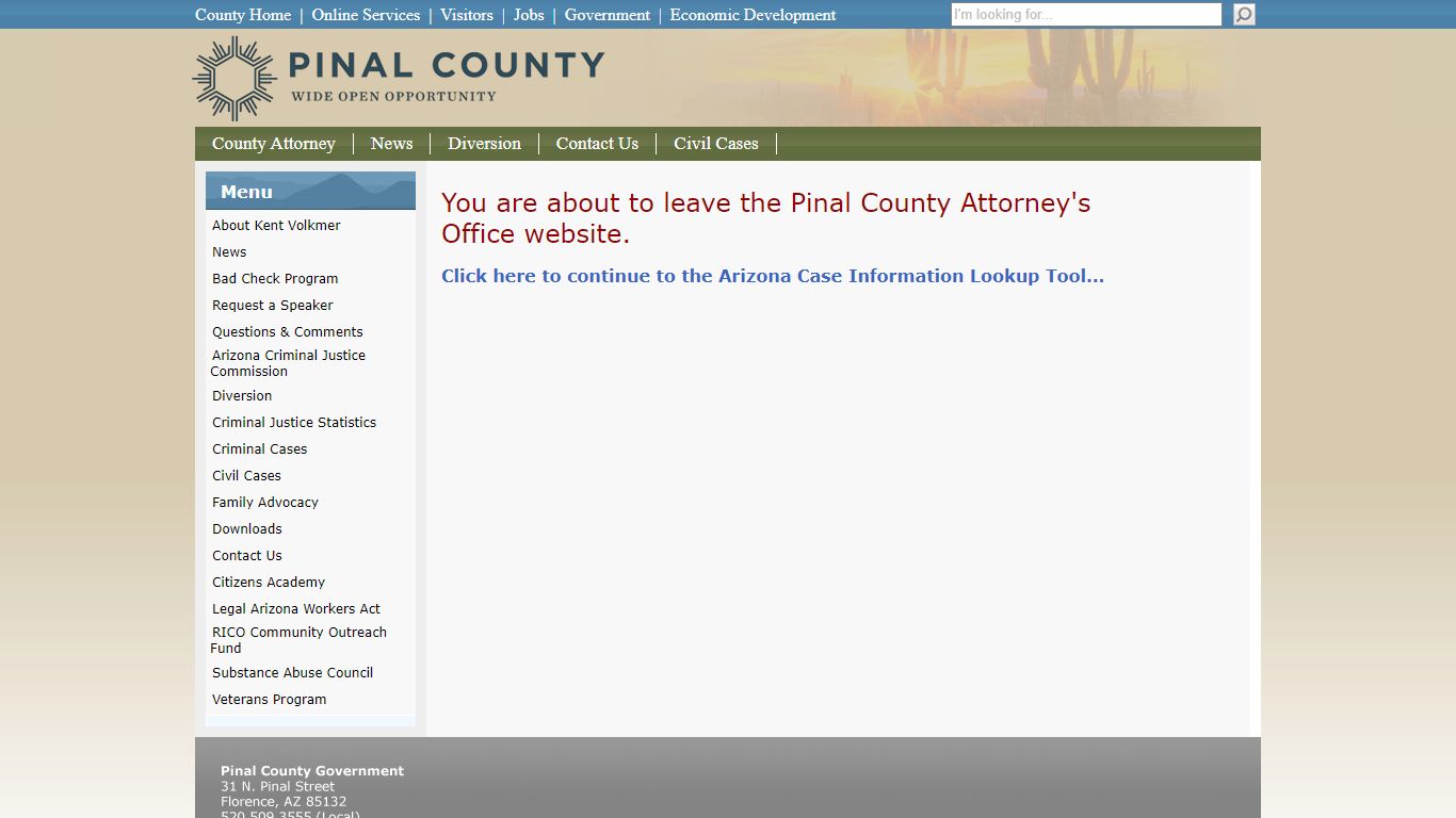 Case Lookup - Pinal County, Arizona