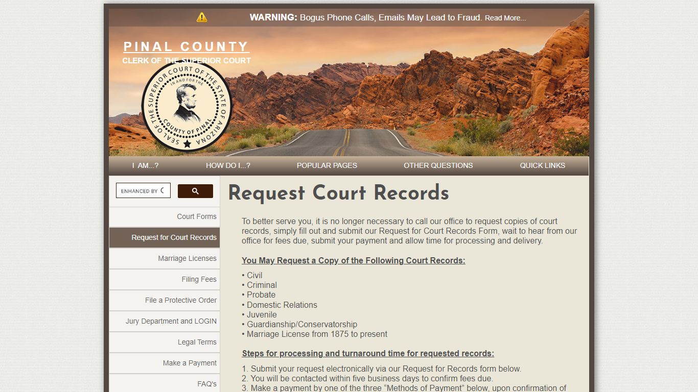 Request Court Records - Pinal County Clerk of the Superior ...